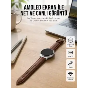AsilTech Torch Özellikli AMOLED Ekranlı Akıllı Saat Uzun Pil Yeni Nesil
