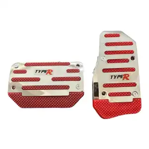 AsilTech Universal Otomatik Metal Pedal Seti 2 Parça Krom Kırmızı