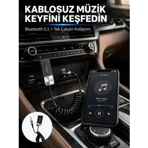 AsilTech USB AUX Bluetooth Adaptörü Kablosuz Ses Aktarım Cihazı