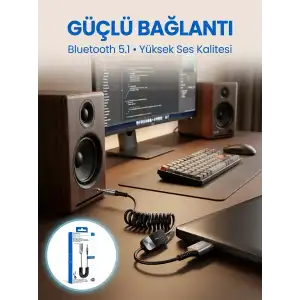 AsilTech USB Bluetooth AUX Ses Adaptörü Kablosuz Müzik Aktarım Cihazı