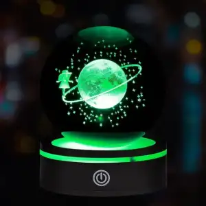AsilTech USBli Satürnlü Kız Tasarımlı Dönen Cam Küre