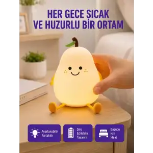 AsilTech USB Şarjlı Armut Gece Lambası Dokunmatik Renk Değişimli