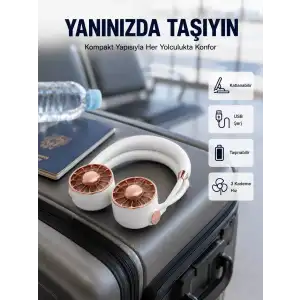 AsilTech USB Şarjlı Katlanabilir Mini Boyun Fanı 1–3 Saat Kullanım