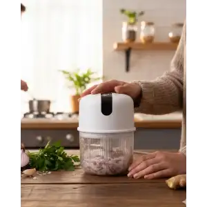 AsilTech USB Şarjlı Mini Rondo Sarımsak Soğan Zencefil