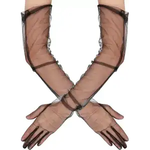 AsilTech Uzun Boy Likralı Siyah Yetişkin Mega Tül Eldiven