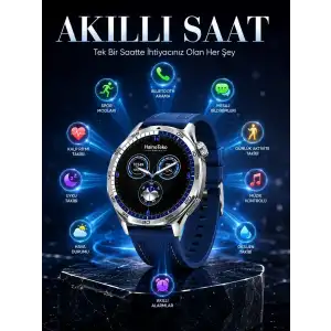AsilTech Uzun Süreli Pil Ömrüne Sahip AMOLED Akıllı Saat 3 Kordonlu Tasarım