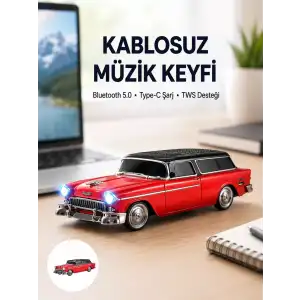 AsilTech Vintage Tasarımlı LED Işıklı Bluetooth Hoparlör 10W