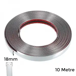 AsilTech Yapışkanlı Nikelaj Şerit Bant Çıta 18mm 10 Metre Krom