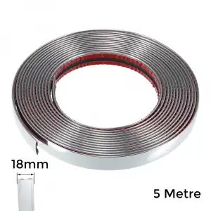 AsilTech Yapışkanlı Nikelaj Şerit Bant Çıta 18mm 5 Metre Krom