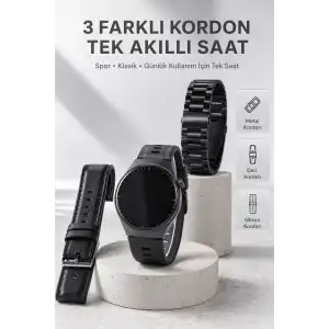 AsilTech Yeni Nesil Akıllı Saat Bluetooth Görüşme, Sağlık Takibi, AMOLED Ekran ve 3 Kordon Seti