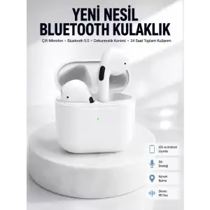 AsilTech Yeni Nesil Bluetooth Kulaklık Beyaz Çağrı Cevaplayabilen Kablosuz