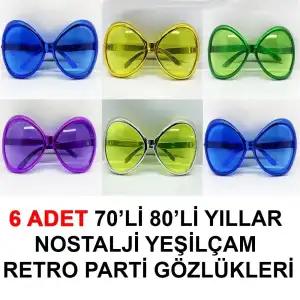 AsilTech Yeşilçam Retro Parti Gözlükleri 6 Adet