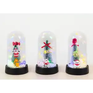 AsilTech Yılbaşı Temalı Işıklı Dekoratif Cam Fanus - Model 2