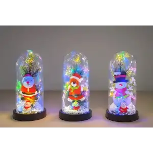 AsilTech Yılbaşı Temalı Işıklı Dekoratif Cam Fanus - Model 8