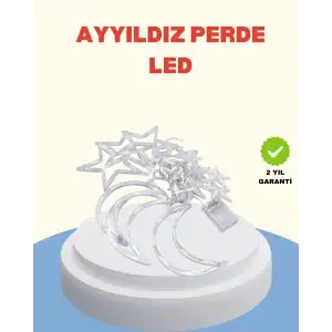 AsilTech Yıldız Ay Tasarımlı Prizli Perde LED Işık İç Mekan Dekoru