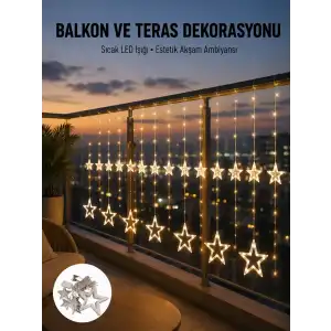 AsilTech Yıldız Figürlü Perde Peri Led 3x3 Metre Dekoratif Işık Yeni Nesil