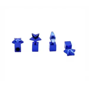 AsilTech Yıldızlı Alüminyum Sibop Kapağı 4lü Set Mavi