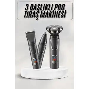 AsilTech Yüksek Performanslı 3 Başlıklı Profesyonel Şarjlı Islak ve Kuru Kullanıma Uygun