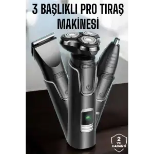 AsilTech Yüksek Performanslı 3 Başlıklı Profesyonel Tıraş Makinesi