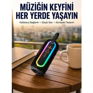 AsilTech Yüksek Ses Kaliteli Kablosuz Hoparlör LED Işıklı Yeni Nesil