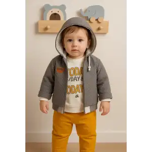 Erkek Bebek Today Baskılı Yağmurluk 3lü Takım