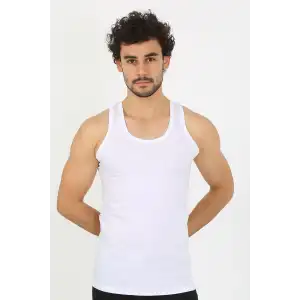 Erkek Beyaz Ribana Atlet