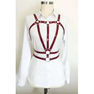 Giyim Beli Çift Sıralı Üçgen Deri Harness - Brf114