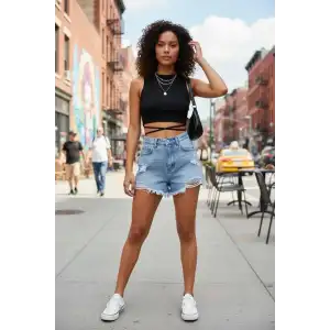 Giyim Kadın Siyah Modern Fit Çapraz Bağlamalı Crop Top Büstiyer