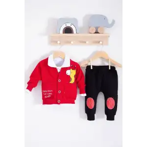 Graffe Zürafa Desenli 3lü Erkek Bebek Takımı