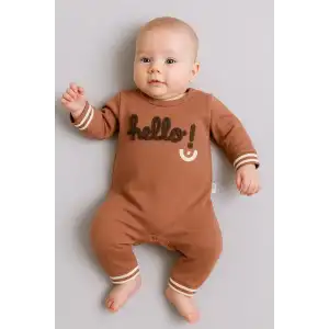 Hello Nakışlı % 100 Pamuk Erkek Bebek Tulum