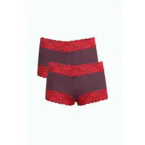 Kadın Pamuklu 2li Boxer Mürdüm