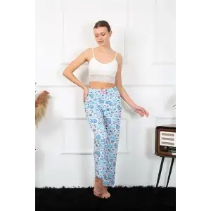 Kadın Pamuklu Alt Pijama Mavi