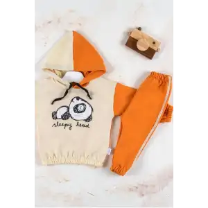 Panda Desenli Kapişonlu Erkek Bebek Takımı