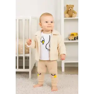 Peluş Hırkalı 3 Lü Kız Bebek Takım