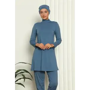 Tam Tesettür Likralı Mayo İndigo
