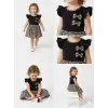 1/4 Yaş Çift Fiyonklu Leopar Baskılı Bebek Elbisesi