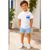 2/10 Yaş Keten Tişört Denim Şort Çocuk Takımı