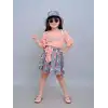 2/5 Yaş Şapkalı Çiçek Baskılı Etekli Çocuk Takımı