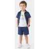 2/6 Yaş Denim Gömlek Şortlu 3lü Çocuk Takımı