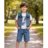 5/12 Yaş Kot(denim) Kumaş Tişörtlü Çocuk Takımı