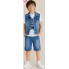 5/12 Yaş Kot(denim) Kumaş Tişörtlü Çocuk Takımı