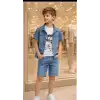 5/12 Yaş Kot(denim) Kumaş Tişörtlü Çocuk Takımı