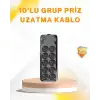 AsilTech 10’lu Çoklu Priz Termal Korumalı USB Type-C Çıkışlı 2500W Uzatma Kablosu