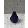 AsilTech 11 cm Mor Minimal Çizgili Vazo Masa Üstü Şık Dekor Objesi