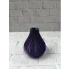 AsilTech 11 cm Mor Minimal Çizgili Vazo Masa Üstü Şık Dekor Objesi