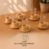 AsilTech 12 Parça Çay Seti - Bambu Bardak Altığı - Çift Cidarlı Cam - 150 ml