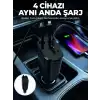 AsilTech 120W Hızlı Şarj Destekli 4ü 1 Arada Araç Şarj Cihazı Type-C, Lightning, USB ve USB-C Çıkışlı