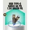 AsilTech 1.5V AA Şarjlı Lityum Pil | 1000+ Kez Şarj Edilebilir | Hızlı Type-C Şarj (2 Adet)