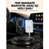 AsilTech 15W Kablosuz Şarj Destekli MagSafe Araç Tutucu Havalandırma Klipsli