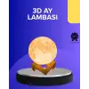 AsilTech 16 Renkli 3D Baskılı Ay Lambası Ahşap Standlı